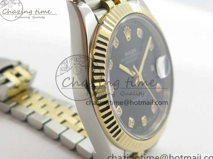 AAA Replica Watches SS Dial Wrapped WWF SS YG 41 Crystals DateJust 3128 on A YG Bracelet SoftTouch Edition Jubilee Best Wrapped Makers 126333 Black 0117